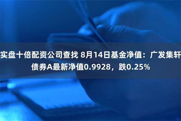 实盘十倍配资公司查找 8月14日基金净值：广发集轩债券A最新净值0.9928，跌0.25%
